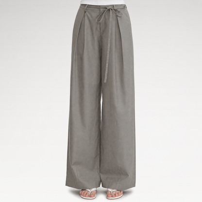 Bow Pleat Wide-Leg Pants