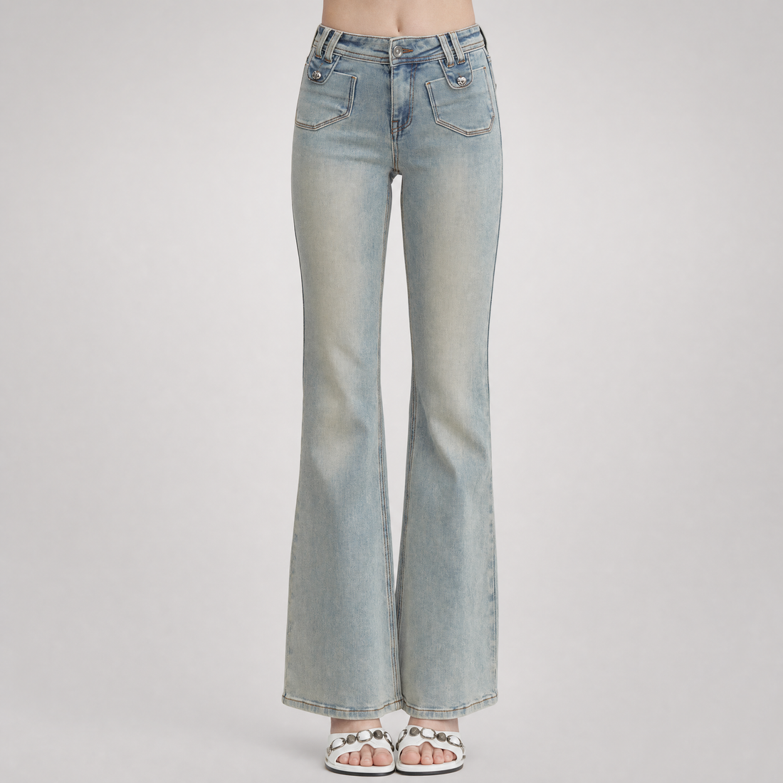 Vintage Wash Micro-Flare Jeans