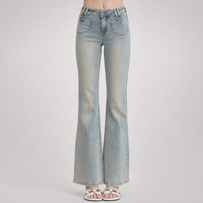 Vintage Wash Micro-Flare Jeans