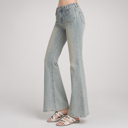 Vintage Wash Micro-Flare Jeans
