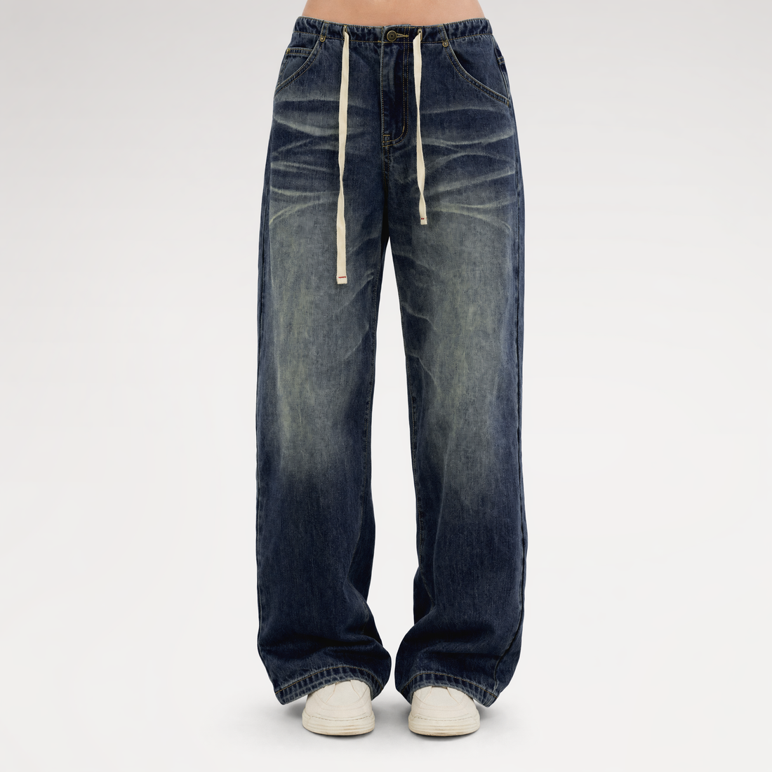 Vintage Wash Wide-Leg Jeans