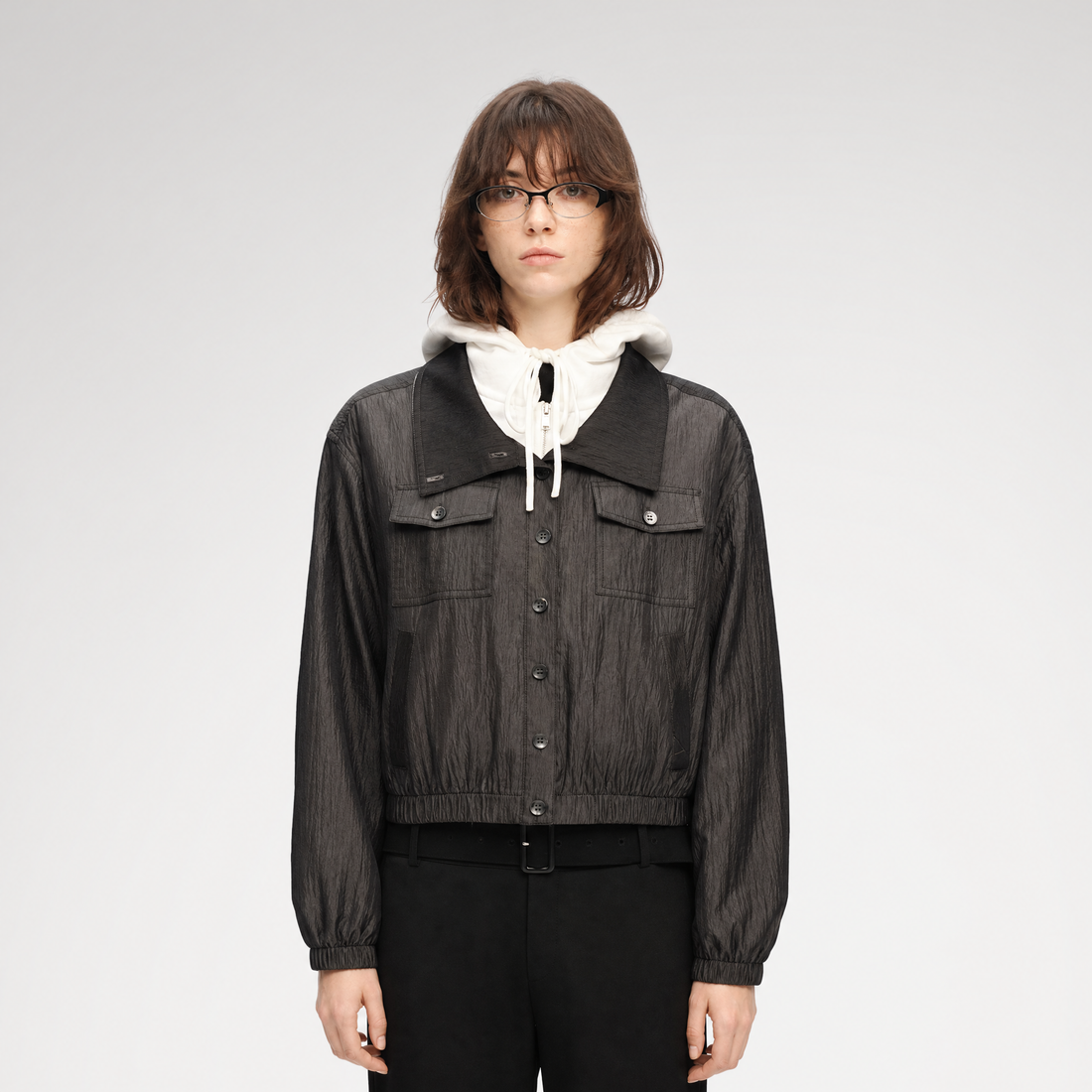 Lightweight High-Collar Cropped Jacket