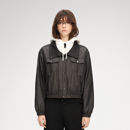 Lightweight High-Collar Cropped Jacket