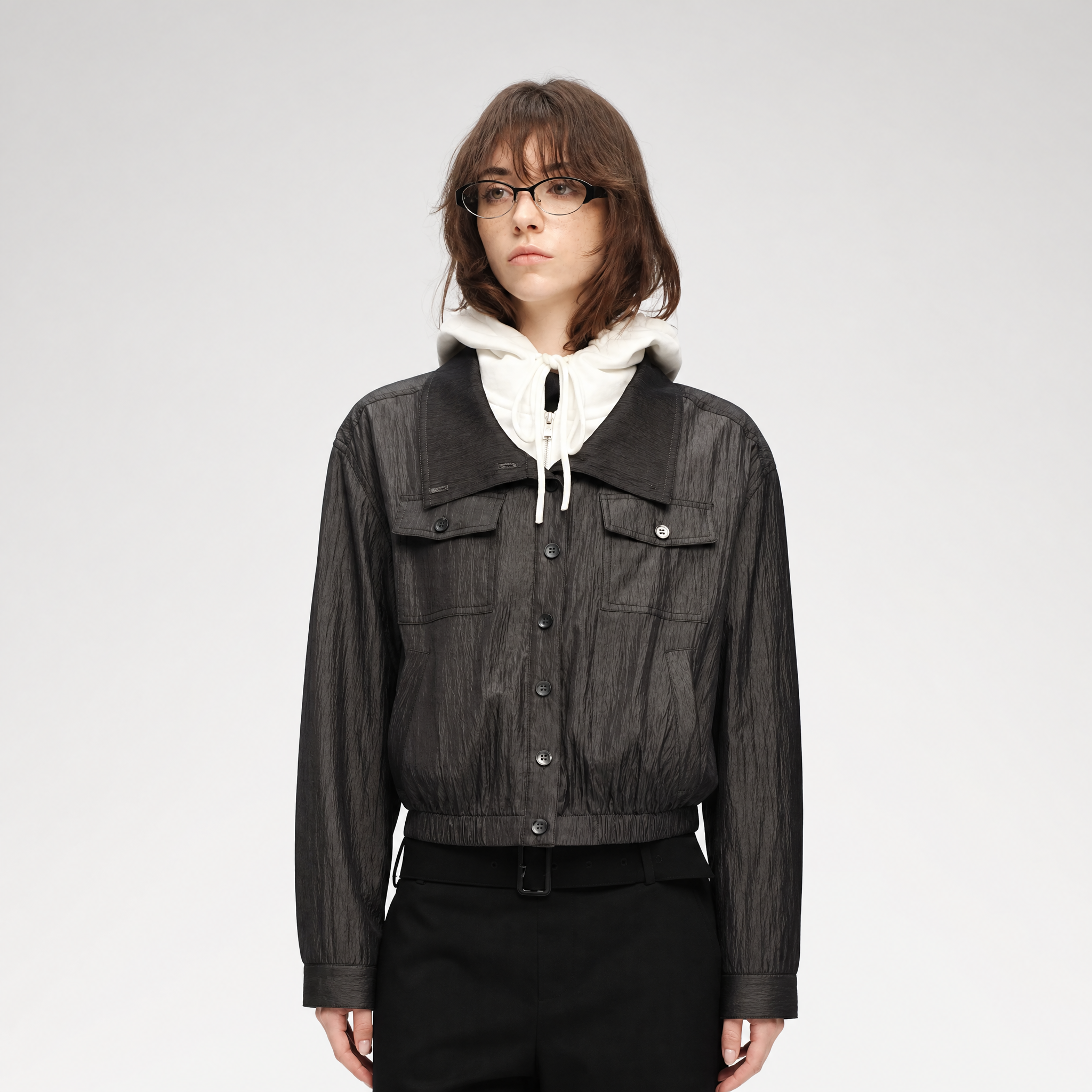 Lightweight High-Collar Cropped Jacket