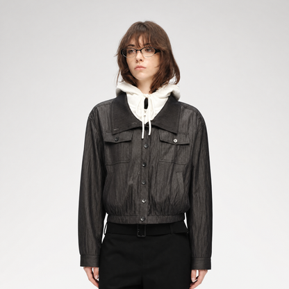Lightweight High-Collar Cropped Jacket