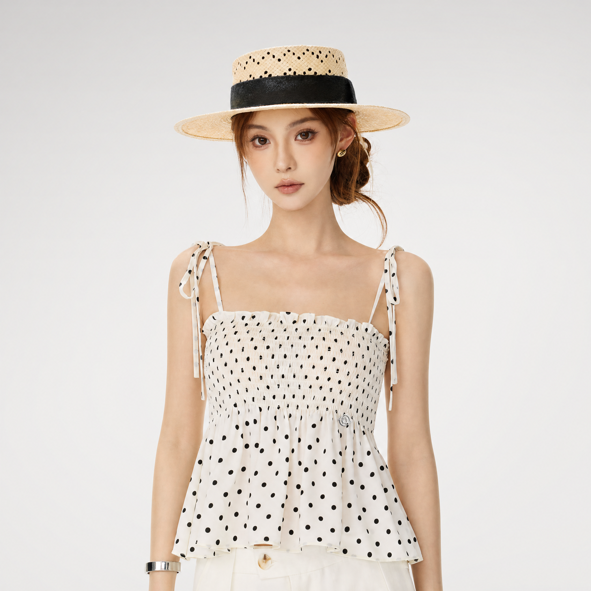 Polka Dot Peplum Top