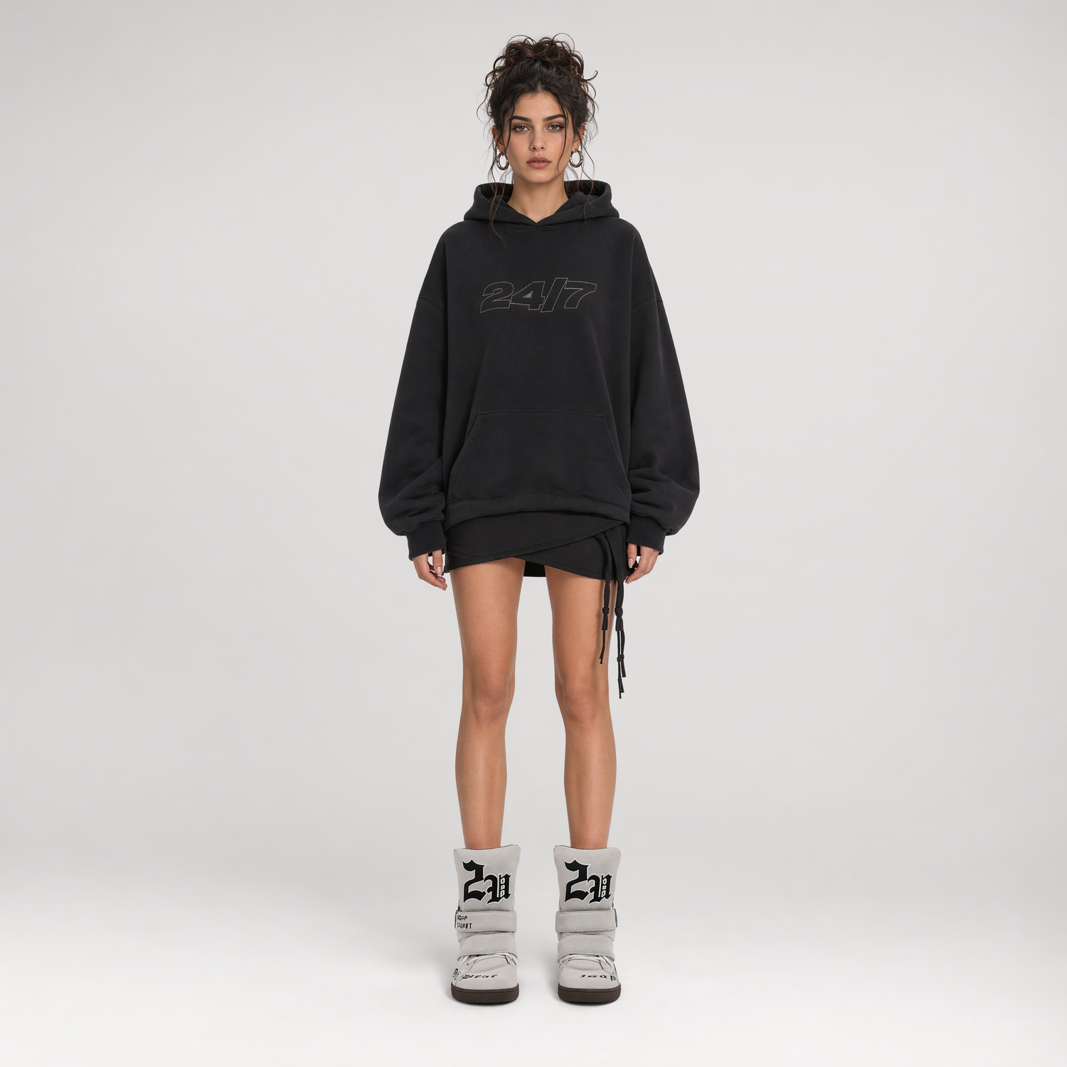 24ANS x UWA Embroidered Suede High-Top Sneakers