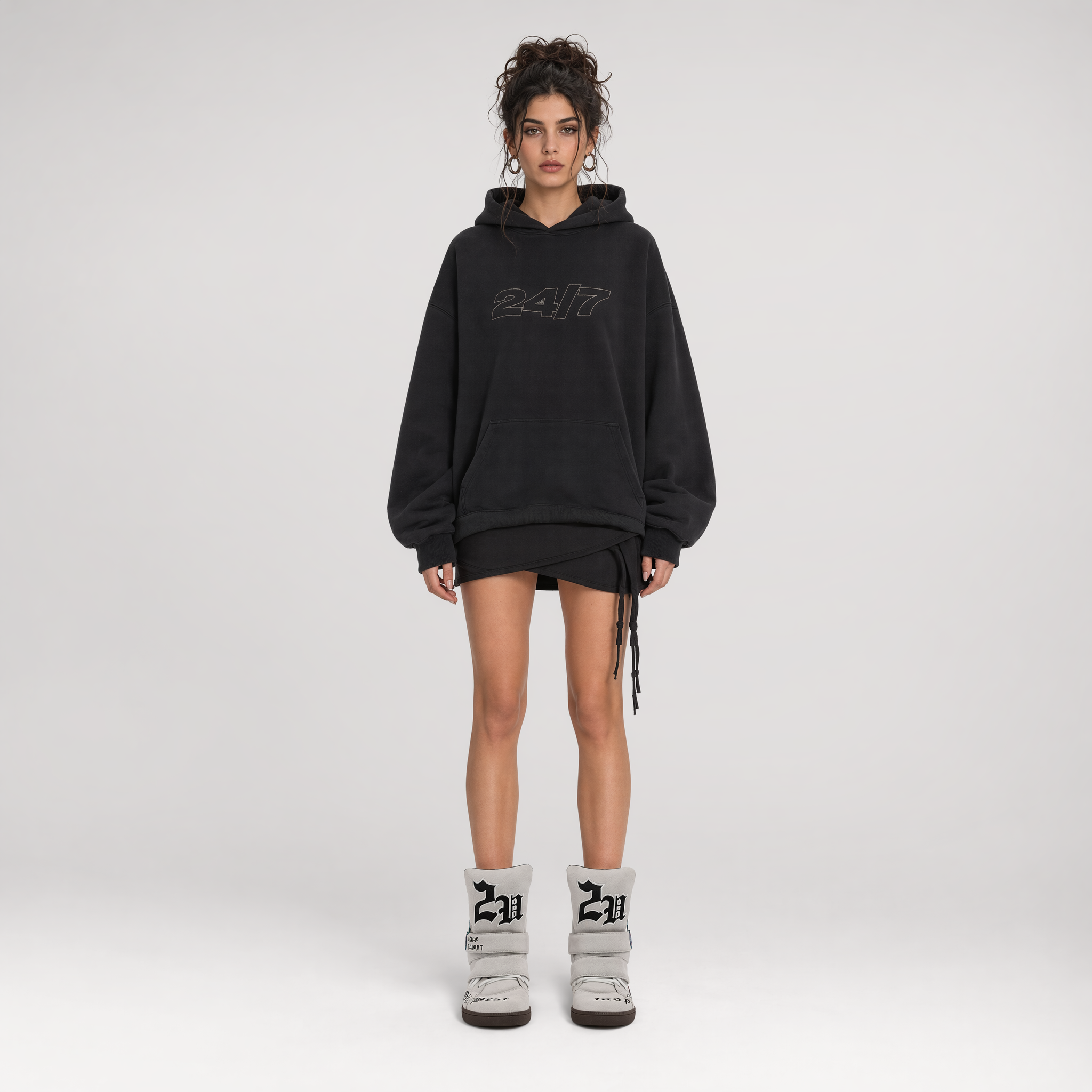 24ANS x UWA Embroidered Suede High-Top Sneakers