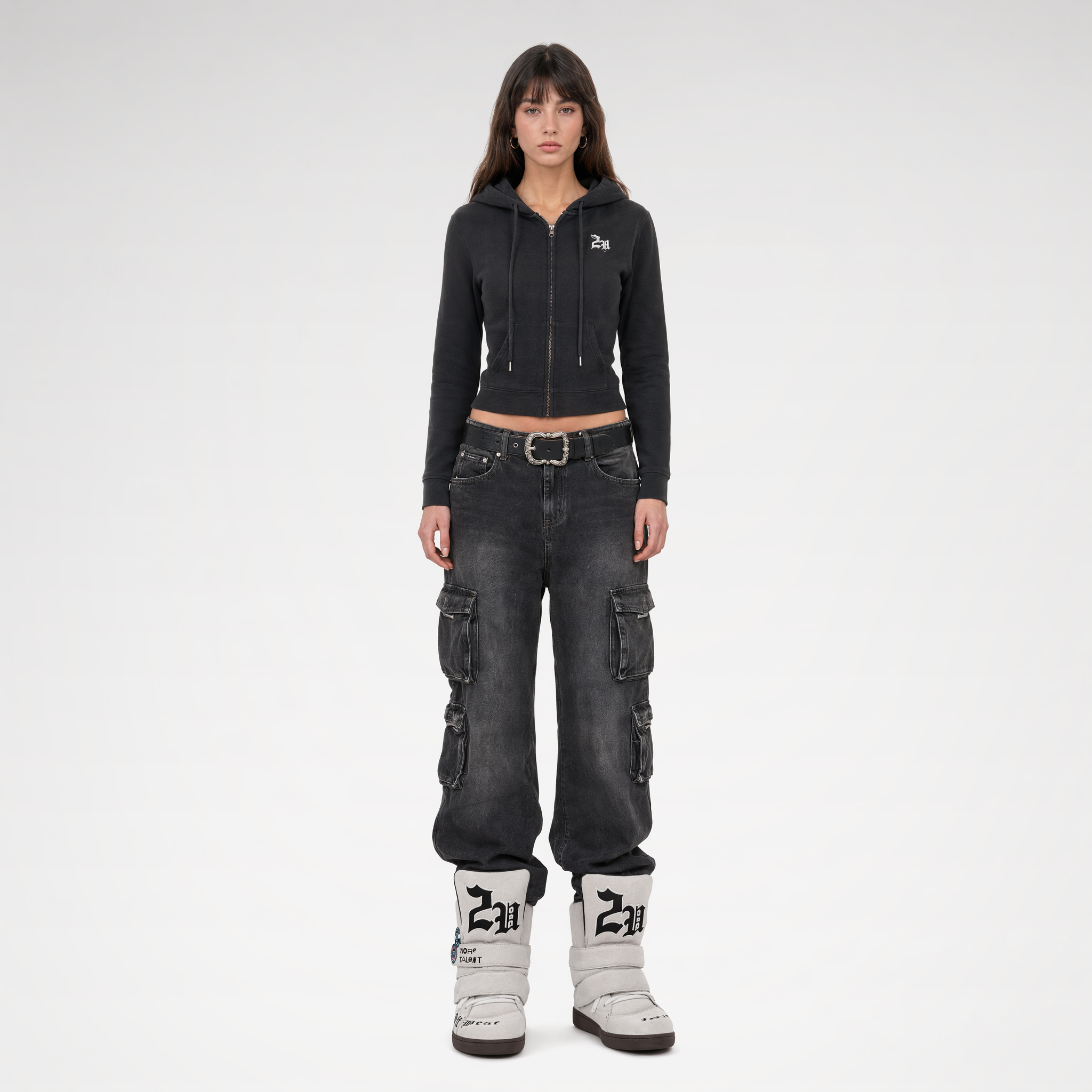 24ANS x UWA Embroidered Suede High-Top Sneakers