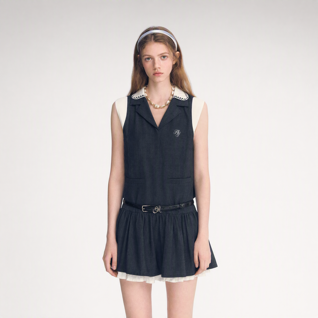 Contrast Collar Cami Dress
