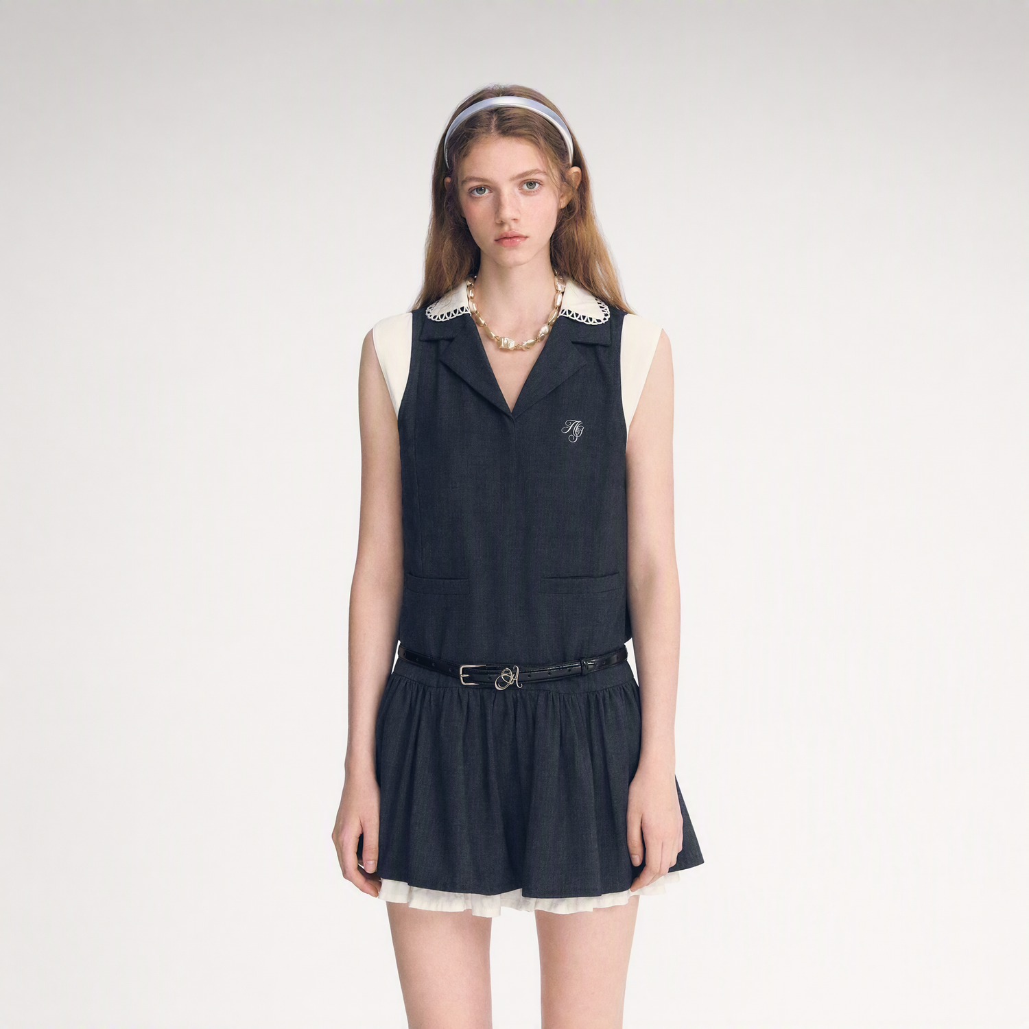 Contrast Collar Cami Dress