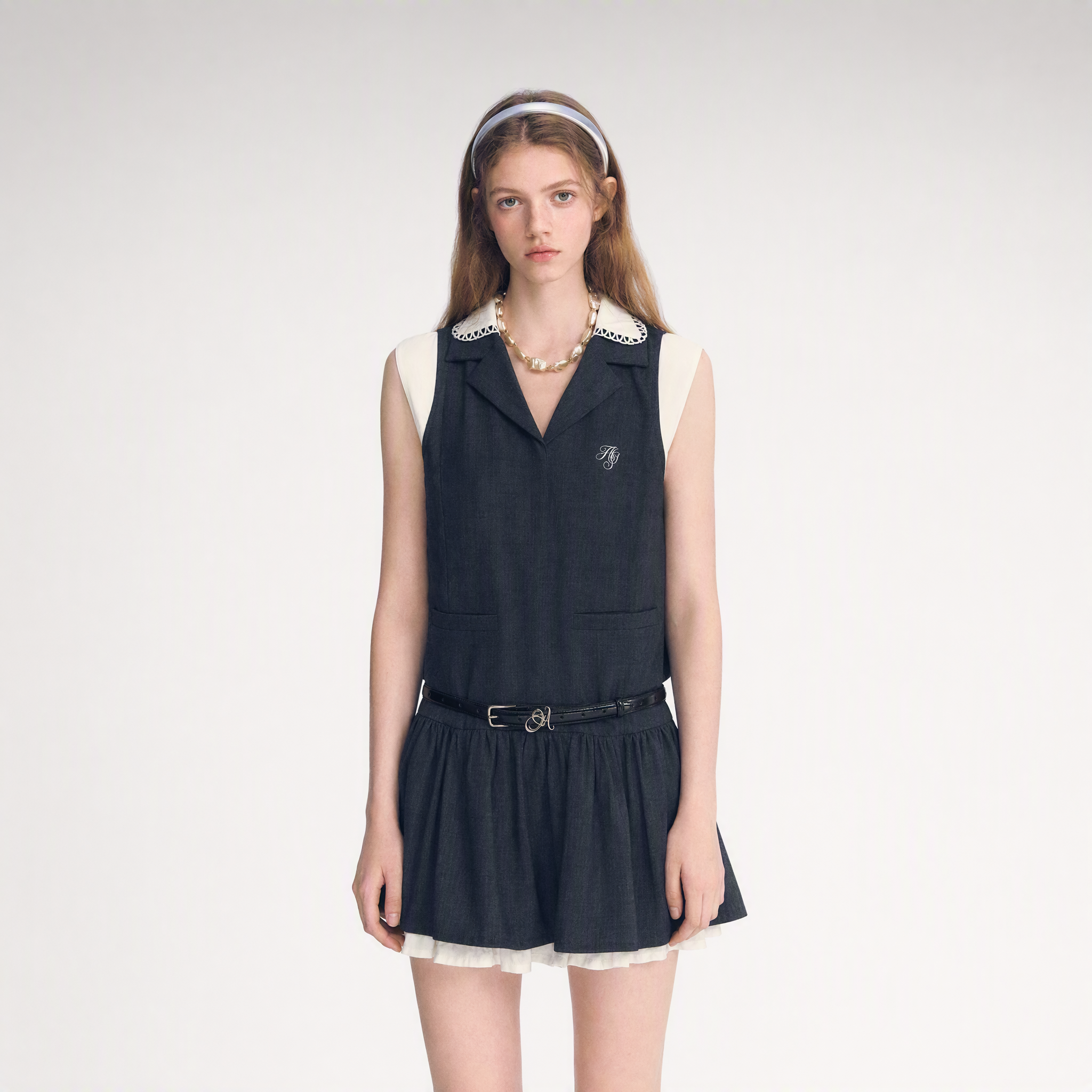 Contrast Collar Cami Dress