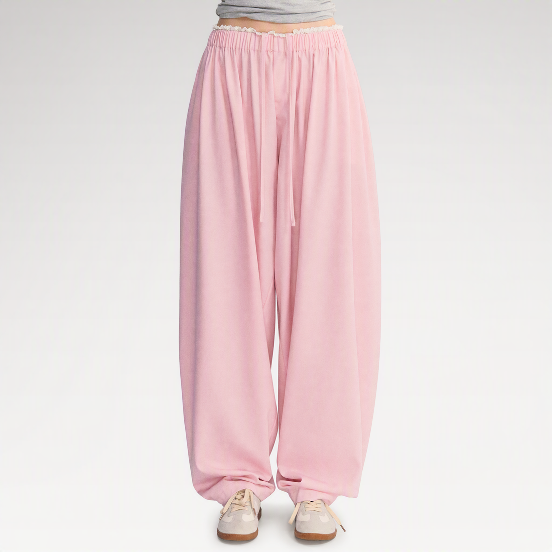 Lace Trim Balloon Pants