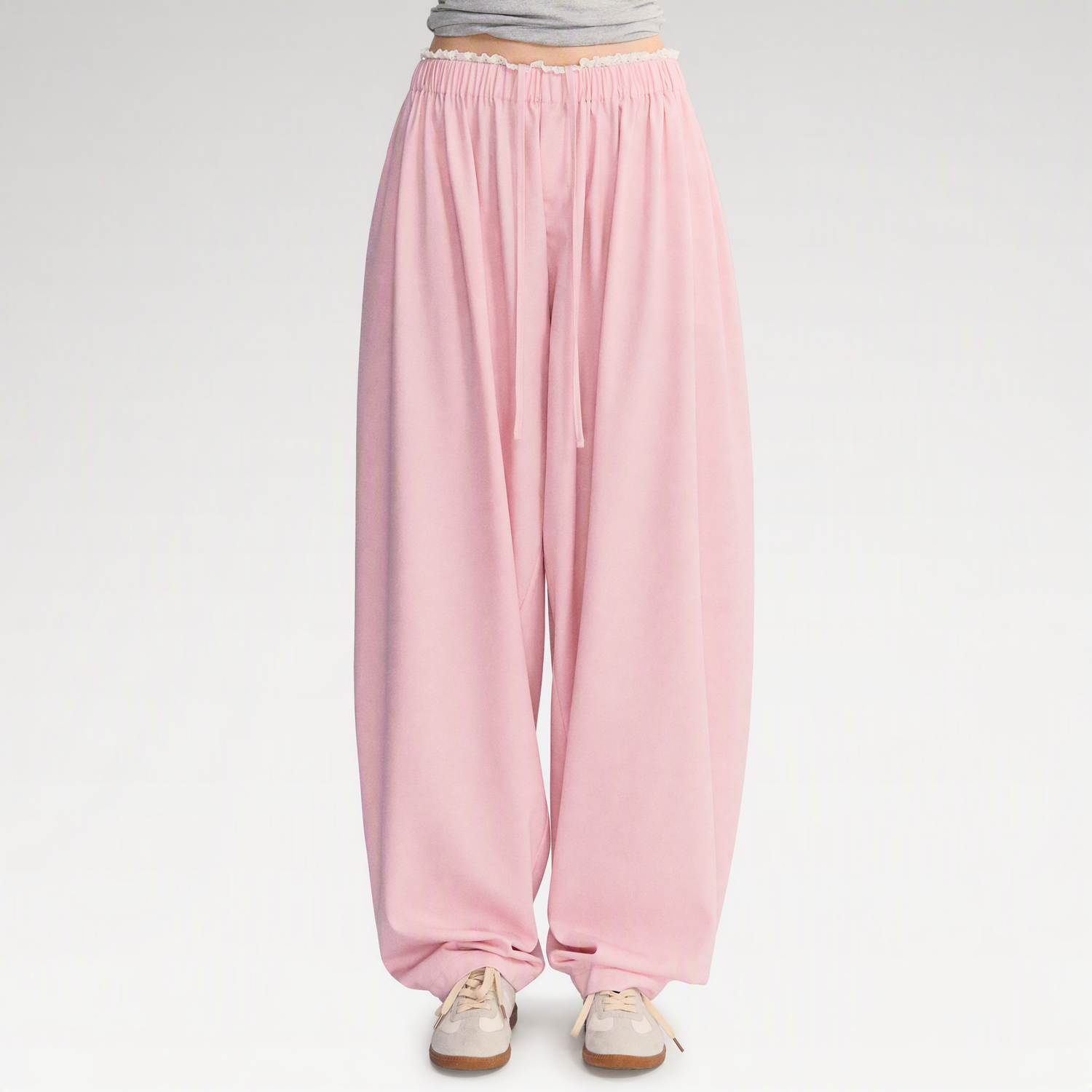 Lace Trim Balloon Pants