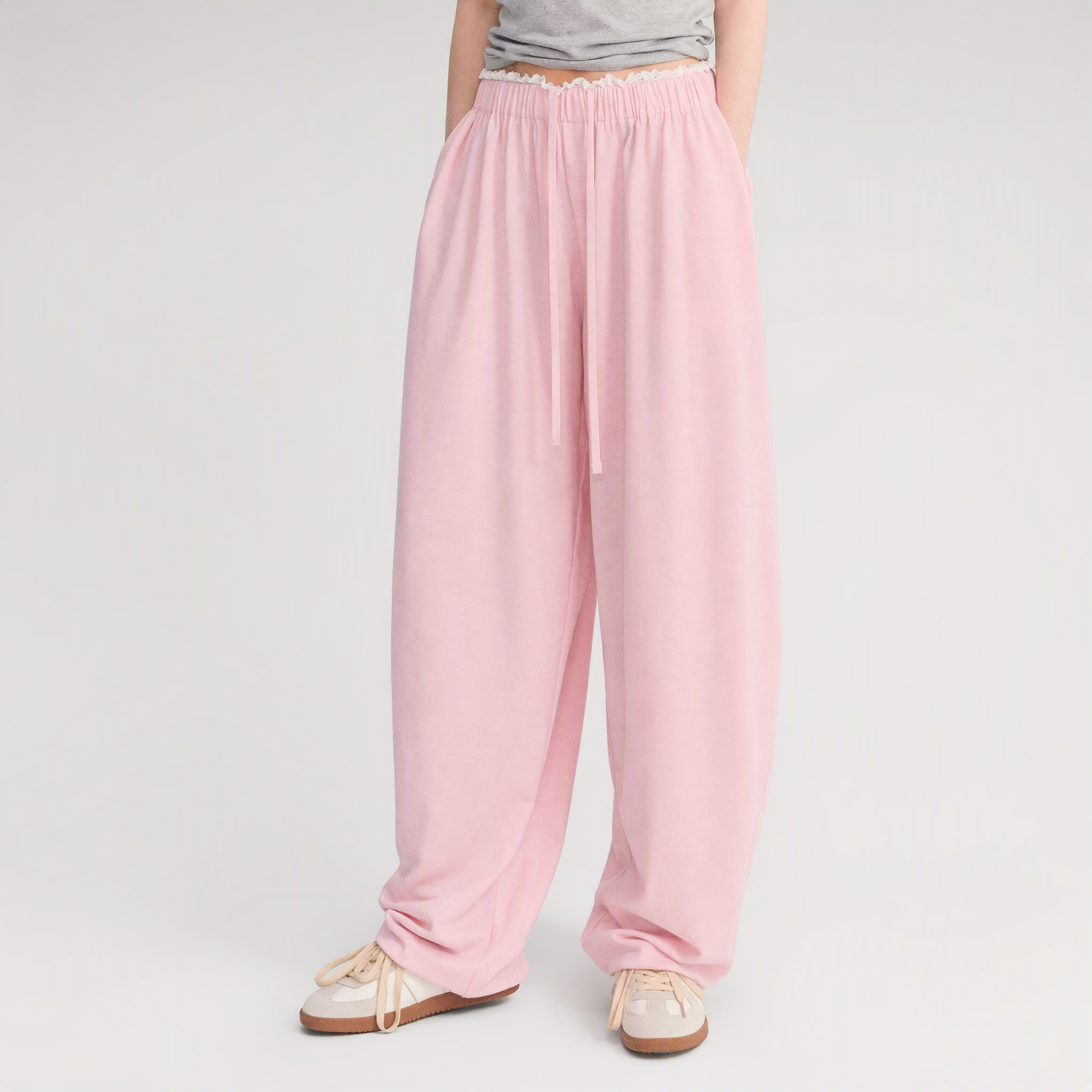 Lace Trim Balloon Pants