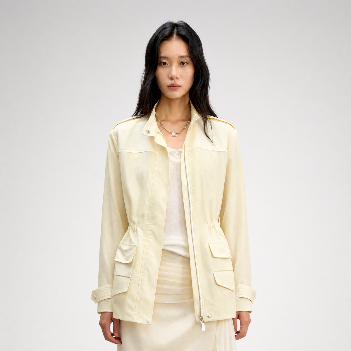 Linen Blend Quilted Hunter Coat