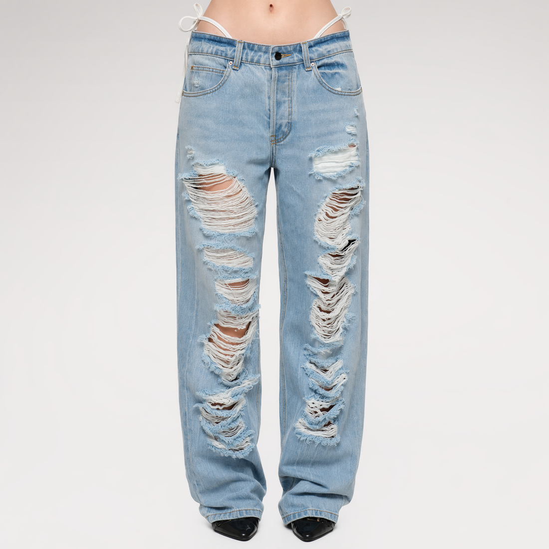 Frayed Straight-Leg Jeans
