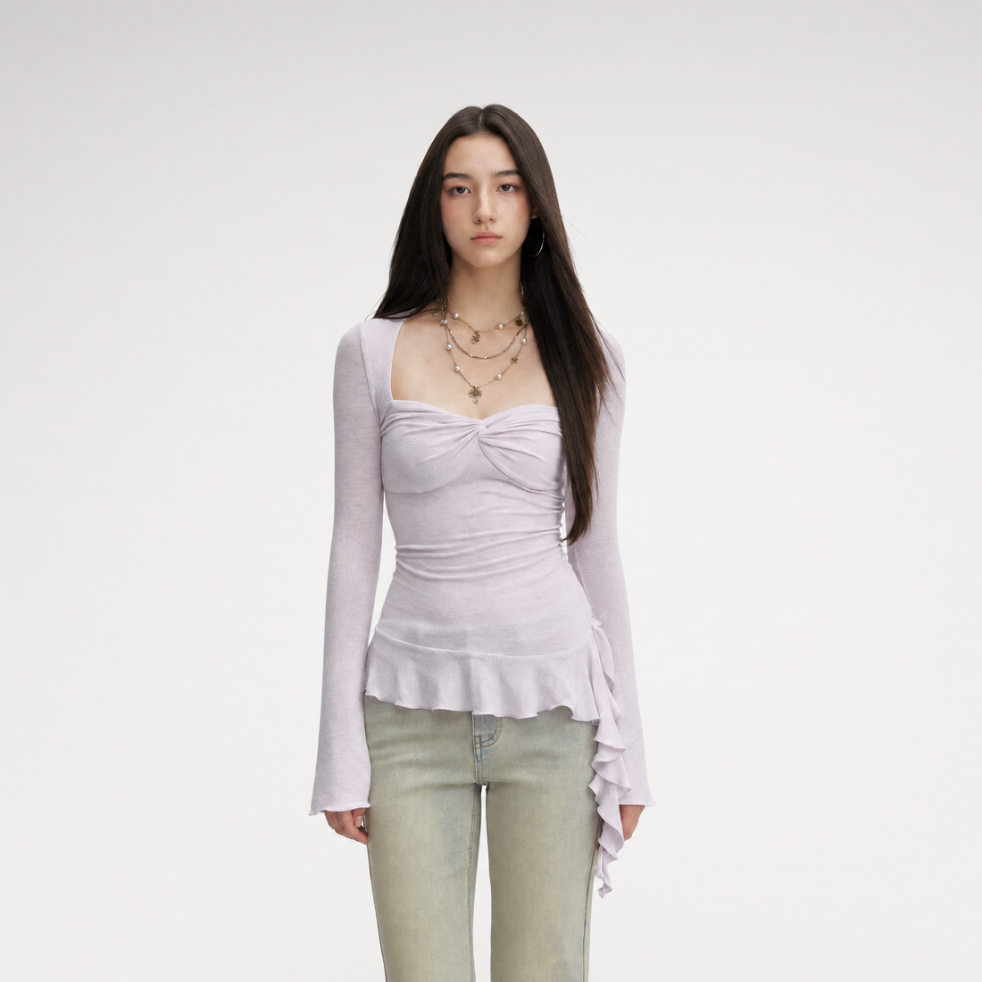 Twist Peplum Long Sleeve Top