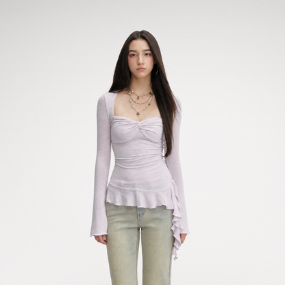 Twist Peplum Long Sleeve Top