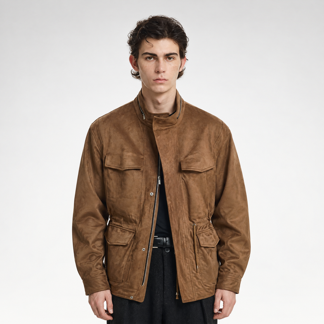 Suede Utility Multi-Pocket Jacket