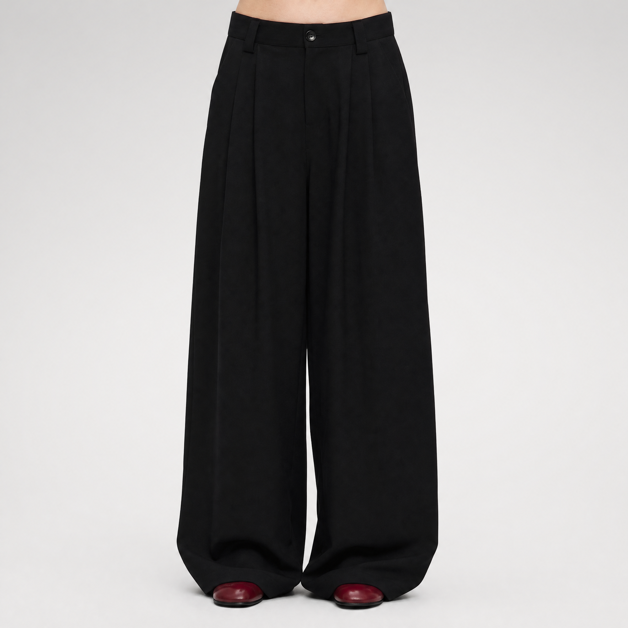 Double Pleat Wide-Leg Suit Pants