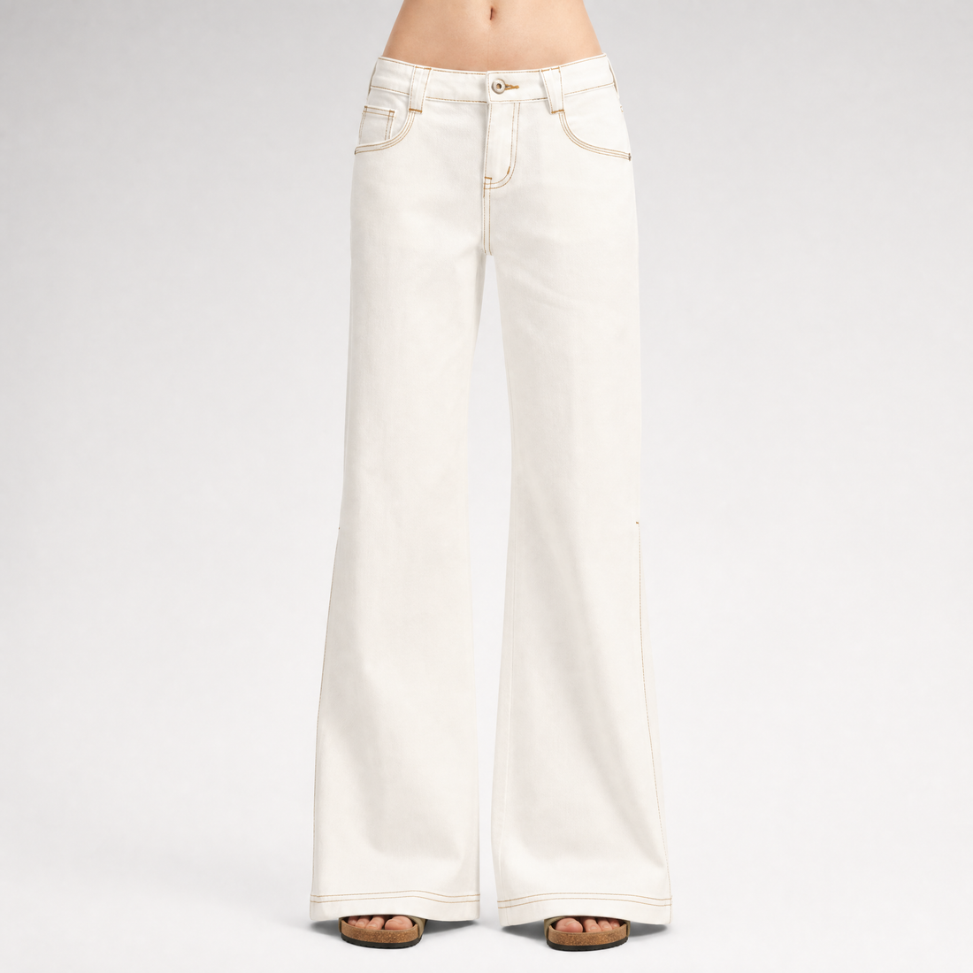 Contrast Stitch Flared Jeans