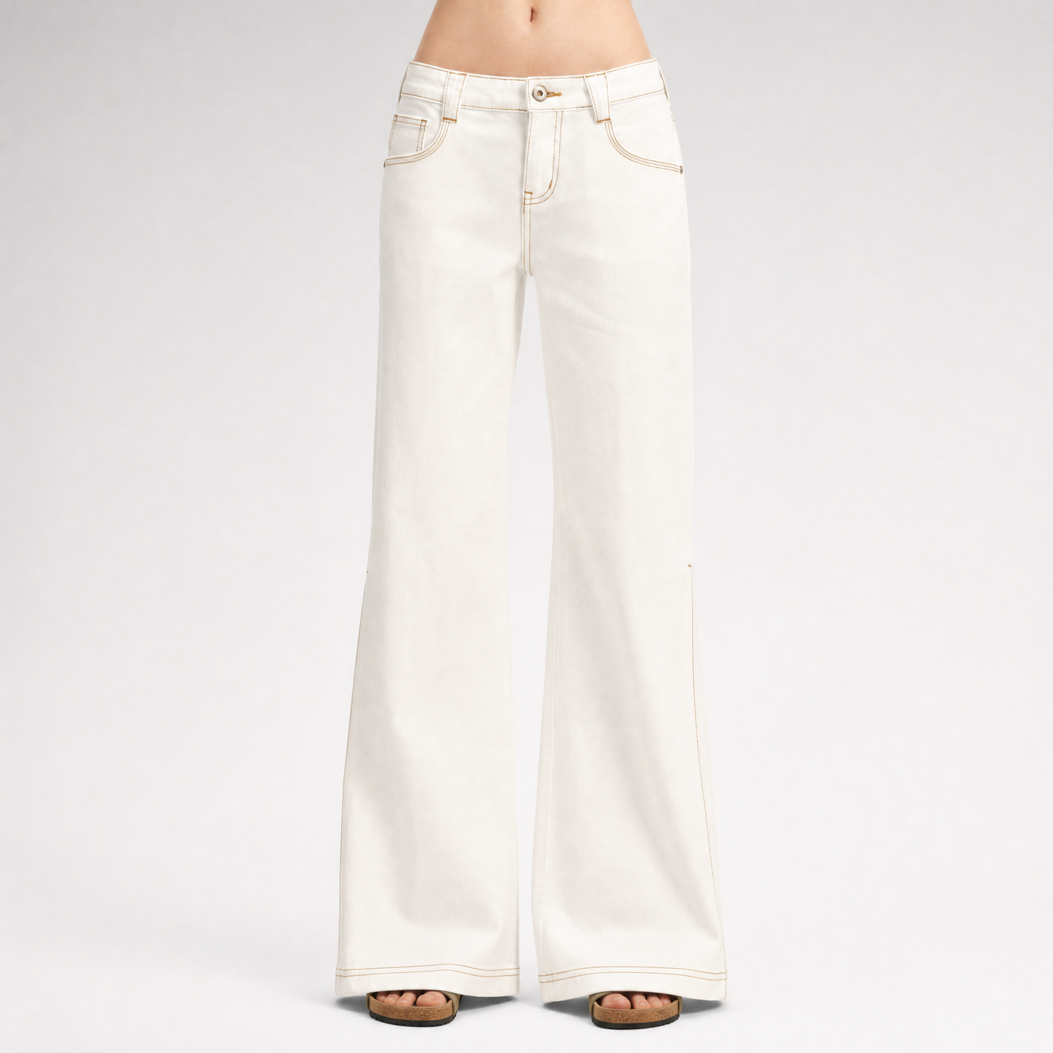 Contrast Stitch Flared Jeans