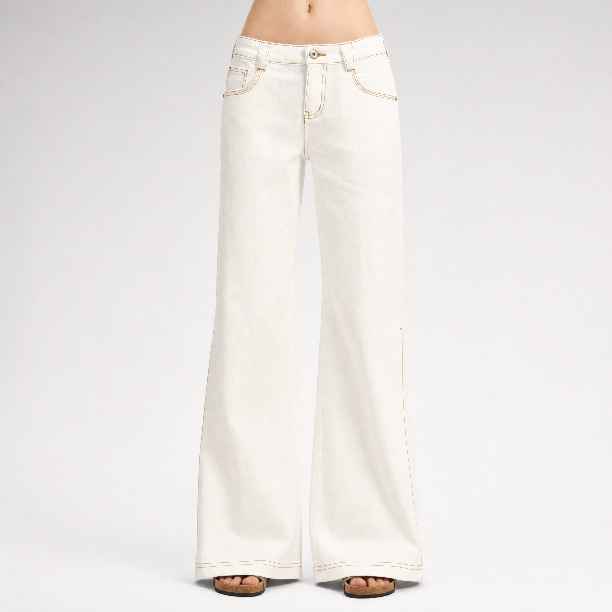 Contrast Stitch Flared Jeans
