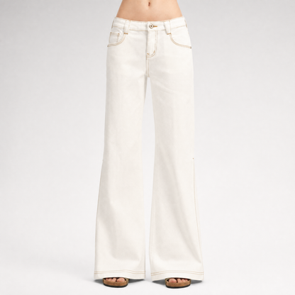 Contrast Stitch Flared Jeans