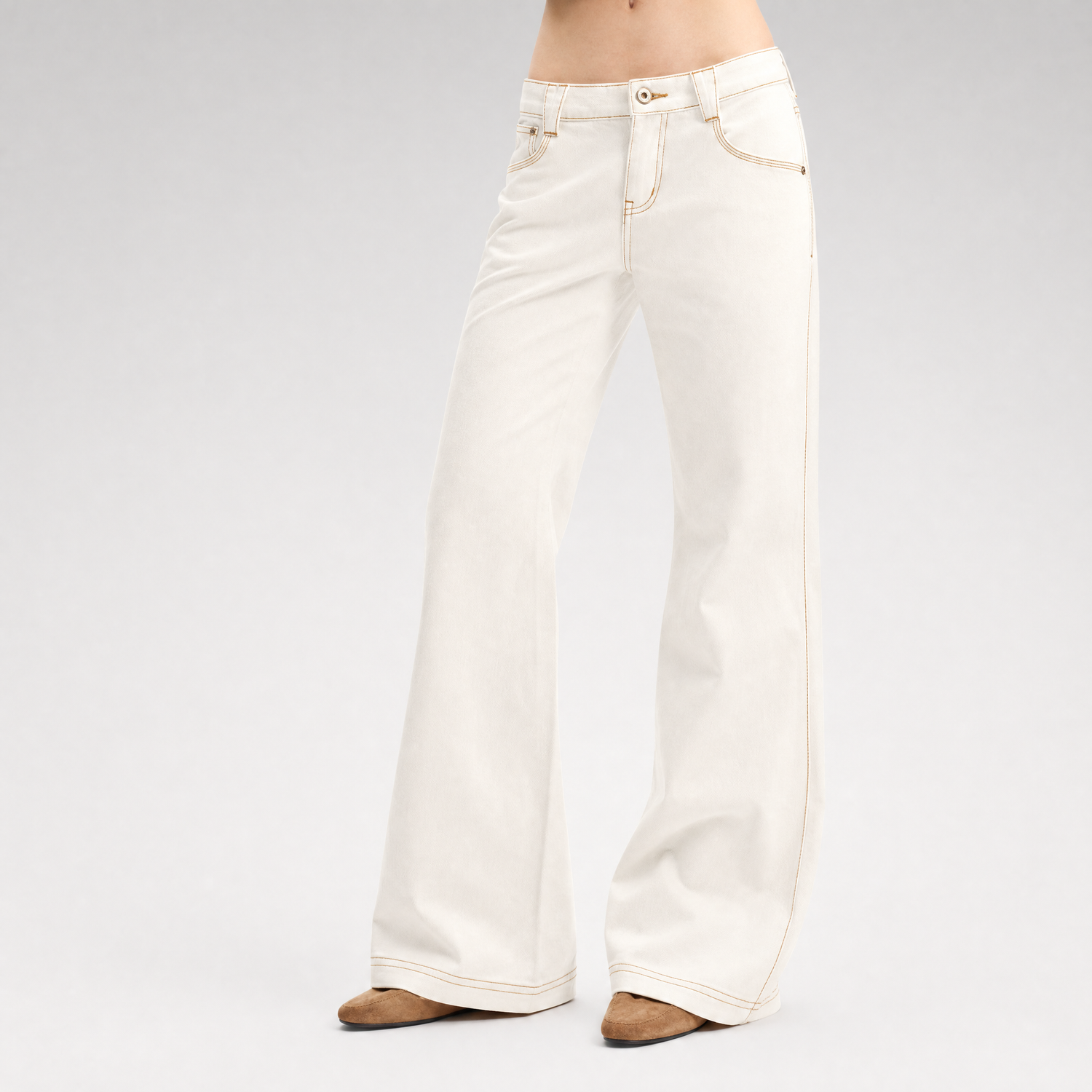 Contrast Stitch Flared Jeans