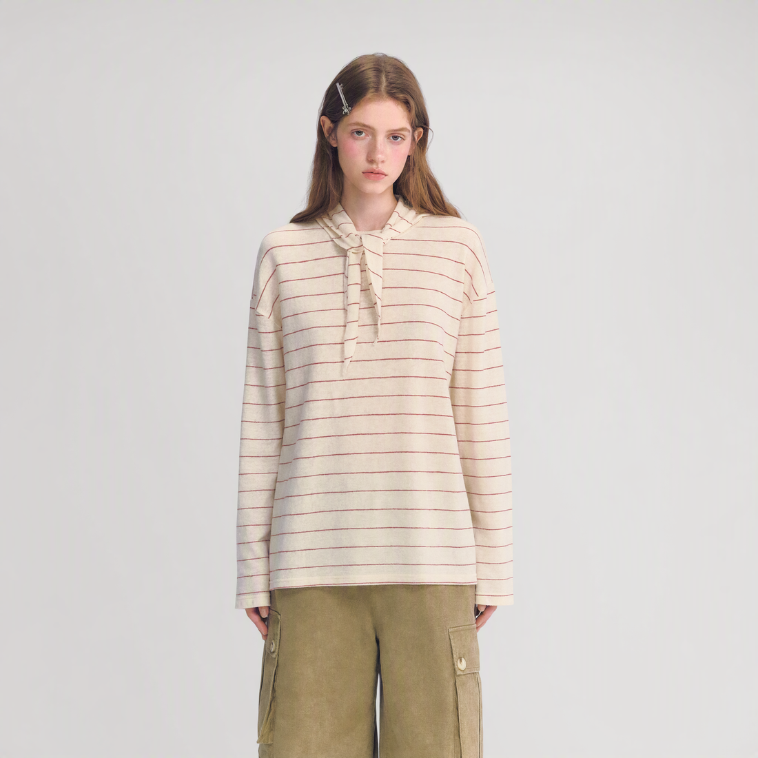 Striped Rhinestone Cotton Tee