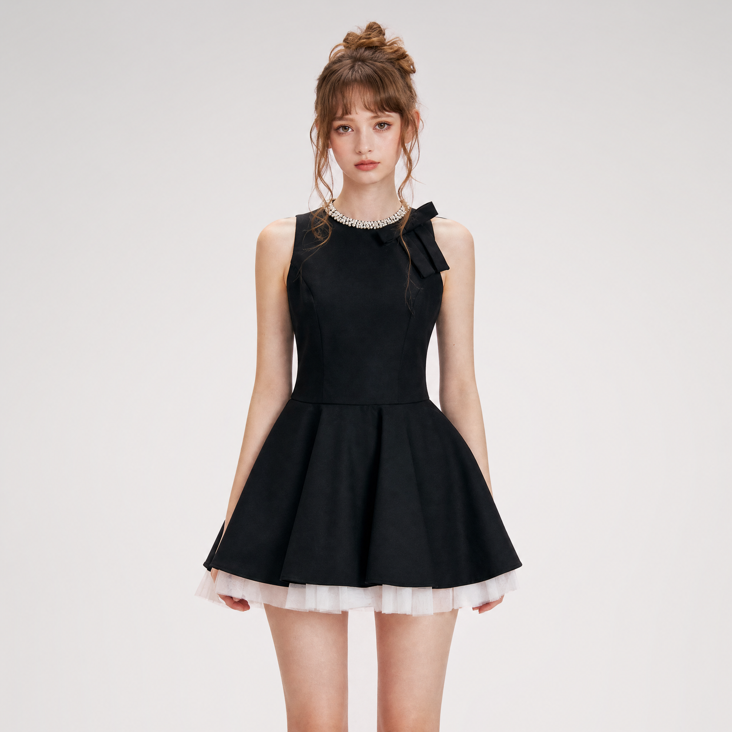 Beaded Bow A-Line Dress