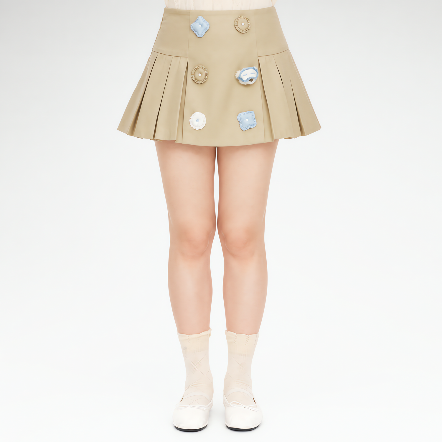 Bear Pleated Cotton Skort