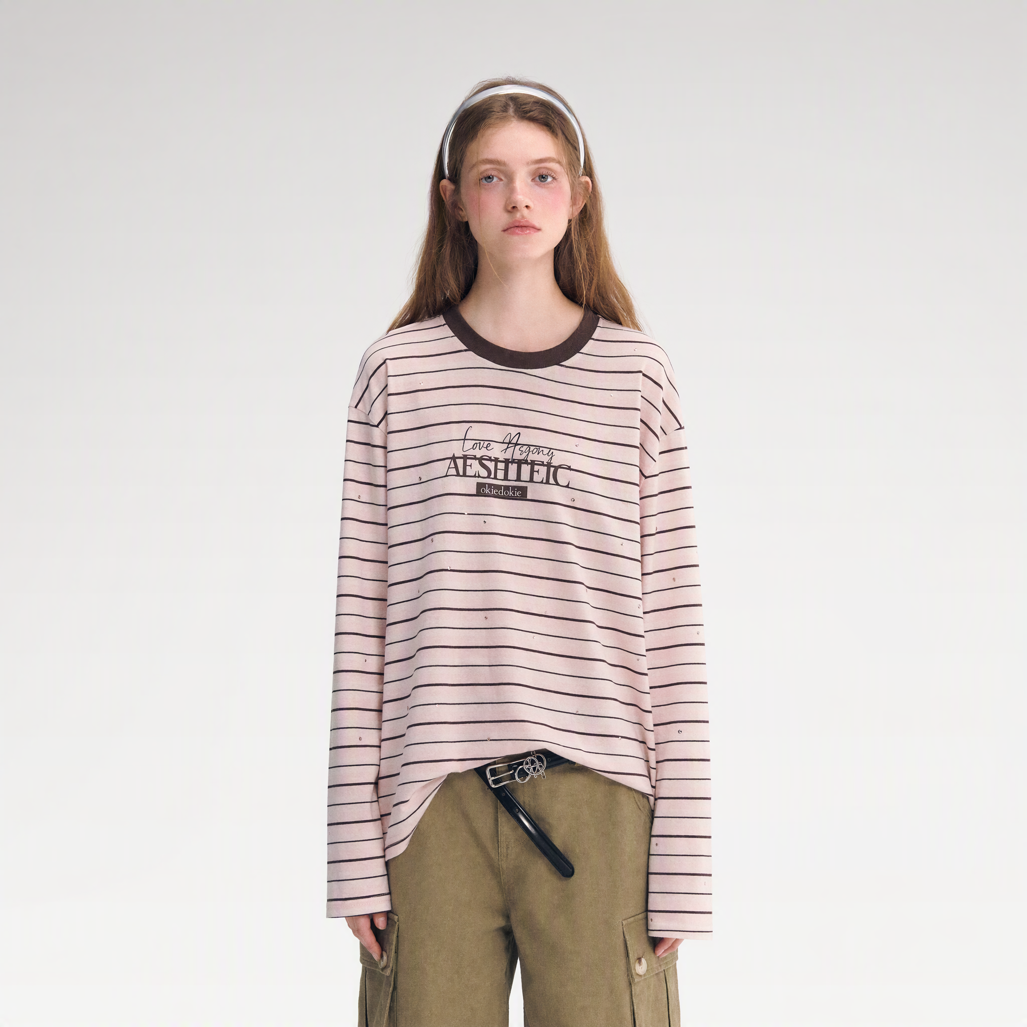 Stripe Rhinestone Long Sleeve