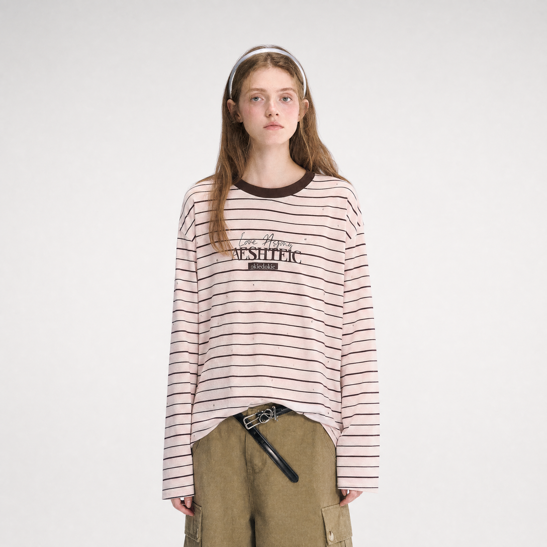 Stripe Rhinestone Long Sleeve