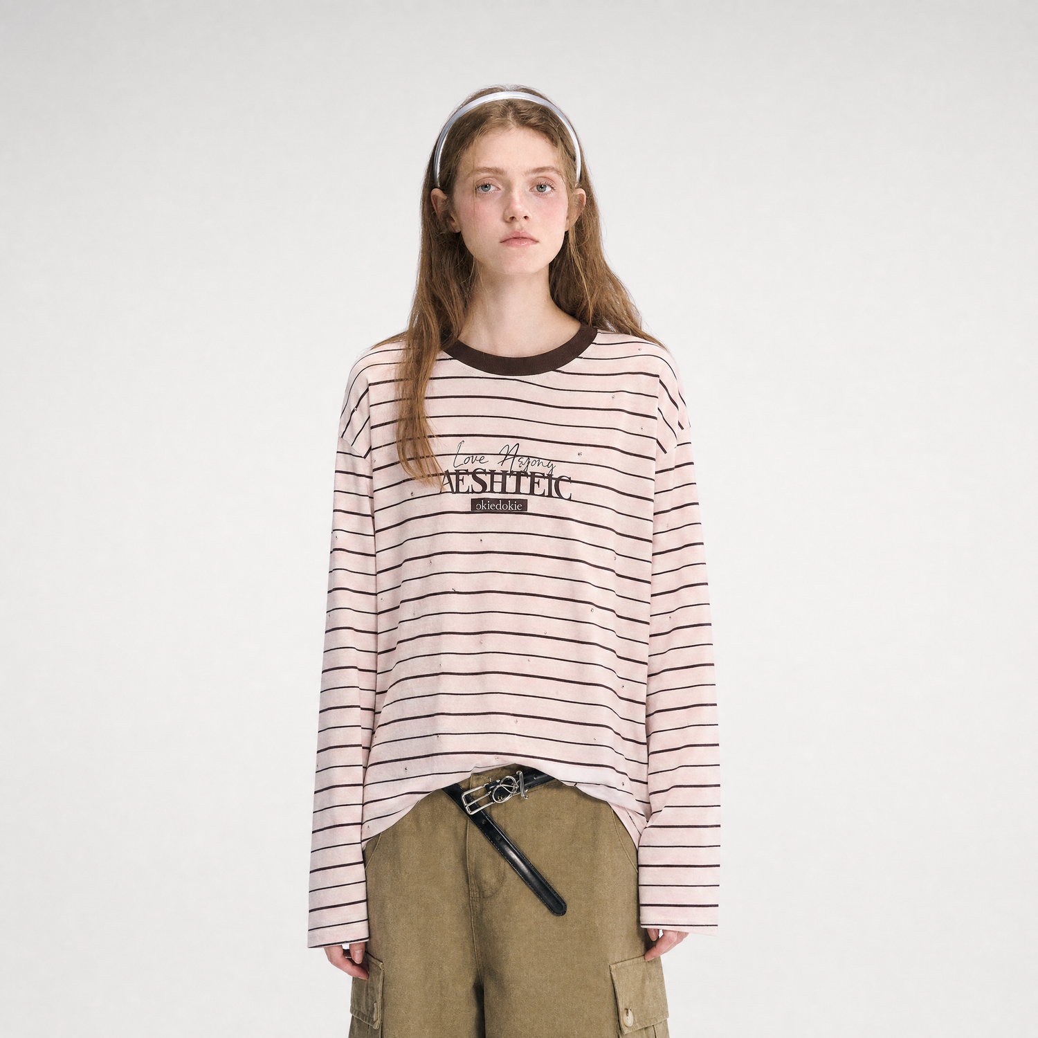 Stripe Rhinestone Long Sleeve