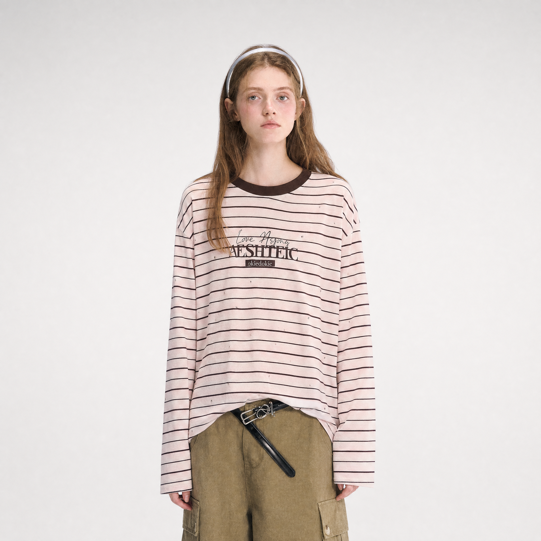 Stripe Rhinestone Long Sleeve
