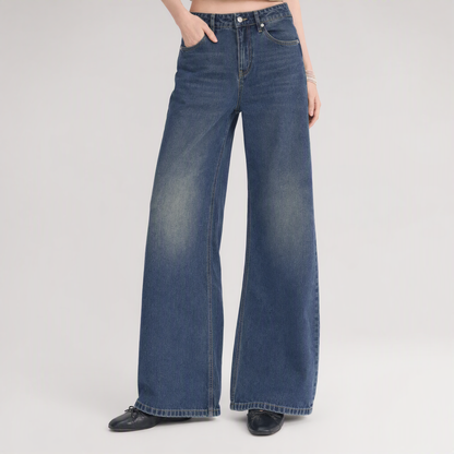 Vintage Wash Wide-Leg Jeans