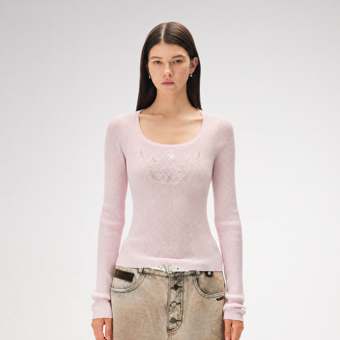 Wool Jacquard Slim-Fit Long-Sleeve Tee