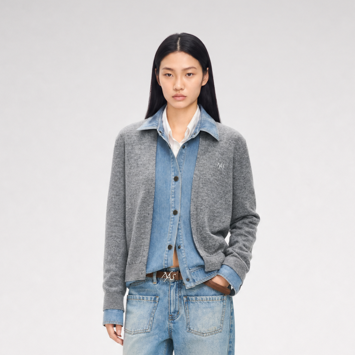 Wool Contrast Lapel Knit Cardigan