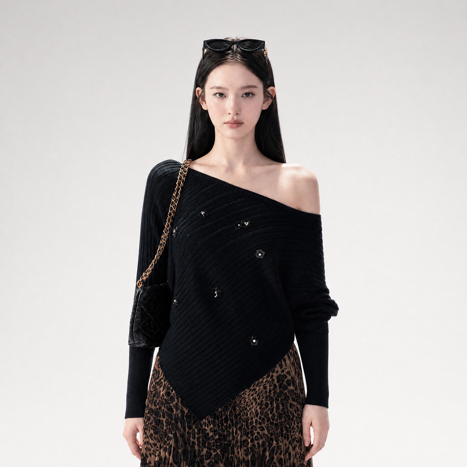 Asymmetric Cutout Relaxed Knit Top