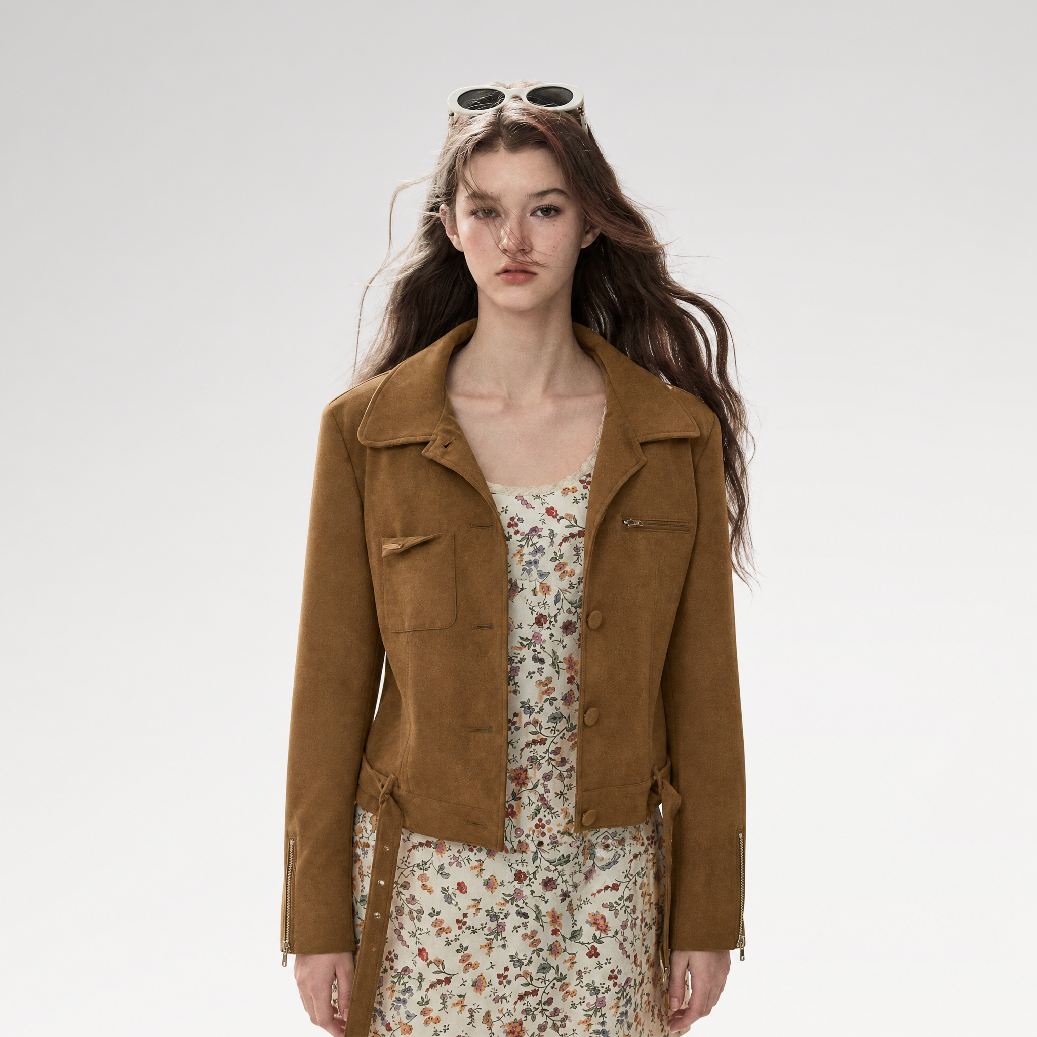 Soft Suede Cropped Utility Jacket