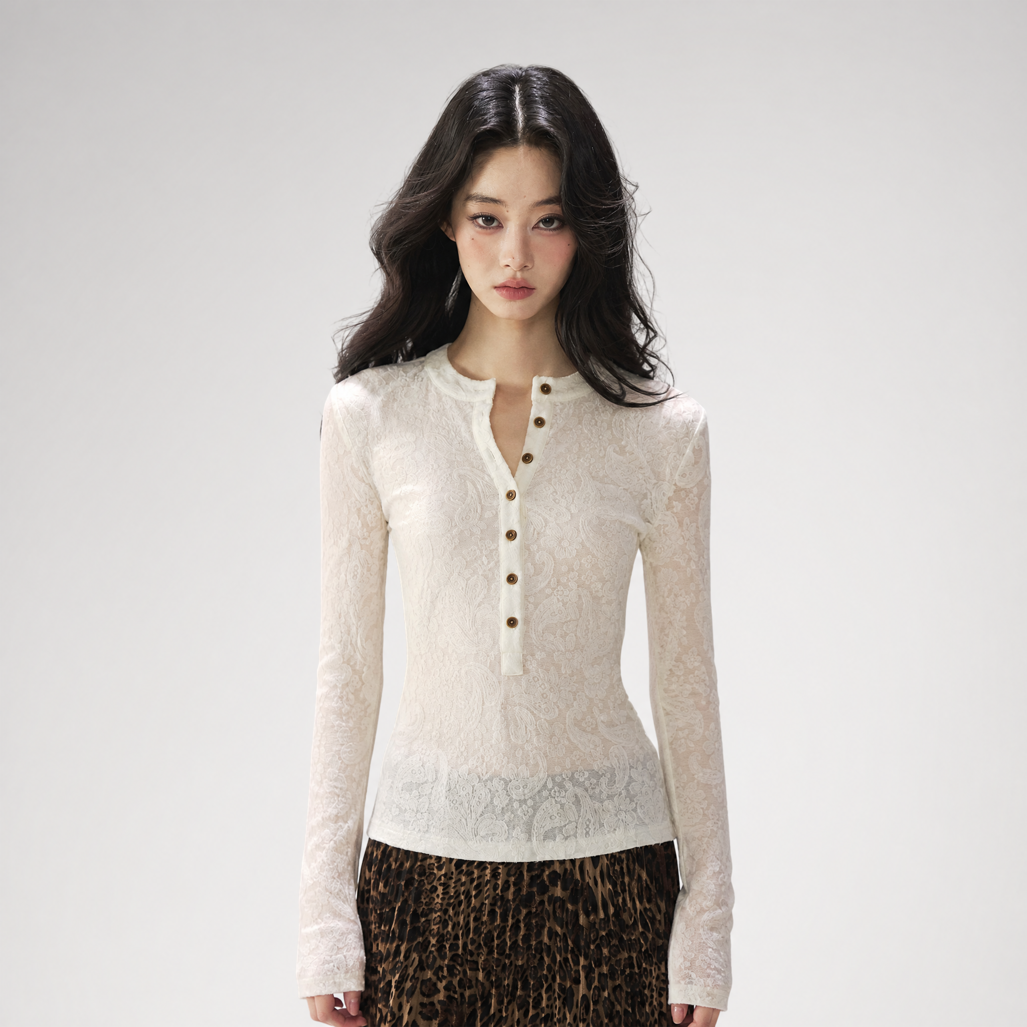 Paisley Jacquard Cropped Wool Top