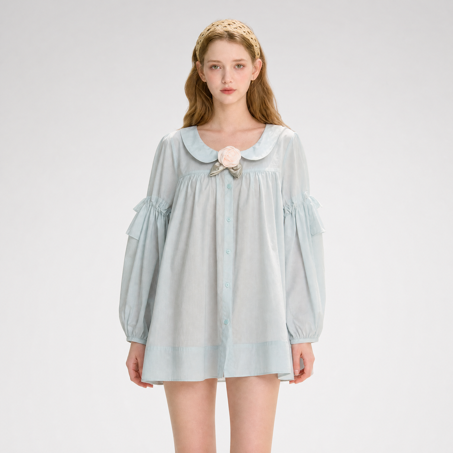 Cotton Lyocell Babydoll Shirt Dress