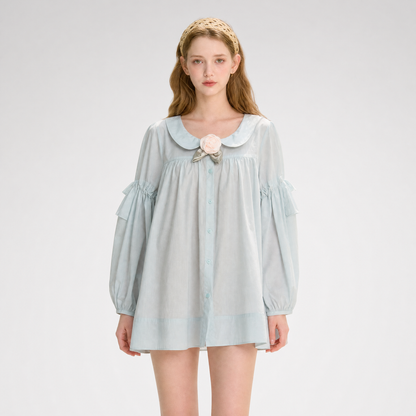 Cotton Lyocell Babydoll Shirt Dress