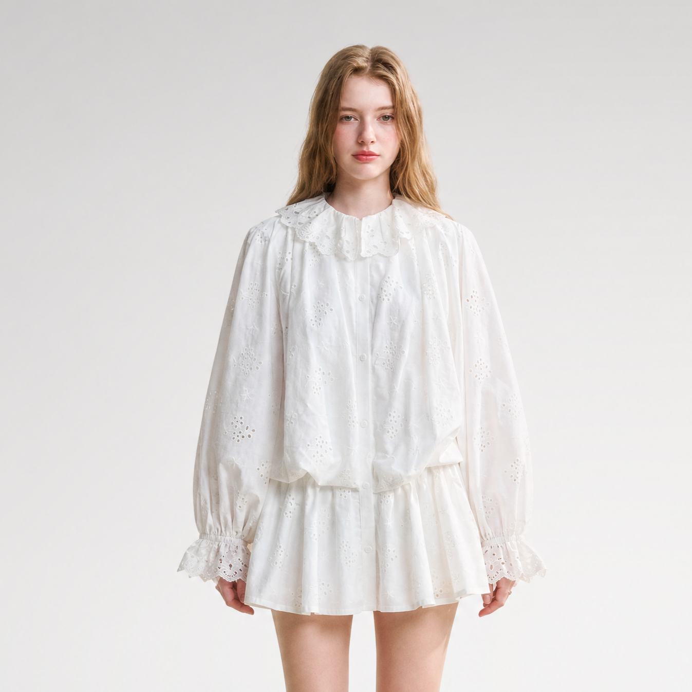 Embroidered Jacquard Shirt Dress