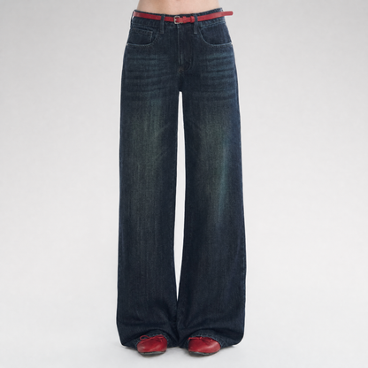 Washed Low-Rise Straight-Leg Jeans