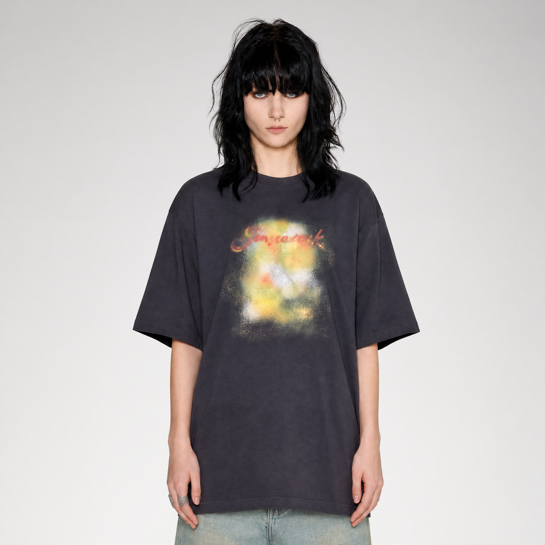 Gradient Spray-Printed Short-Sleeve T-Shirt