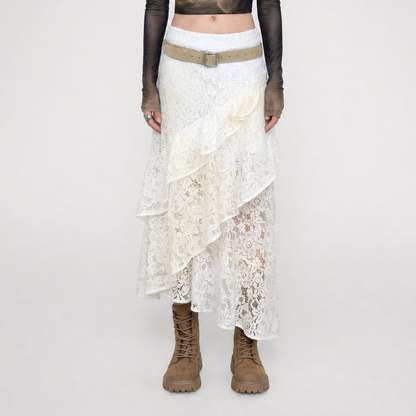 Spray-Dyed Lace Asymmetric Skirt