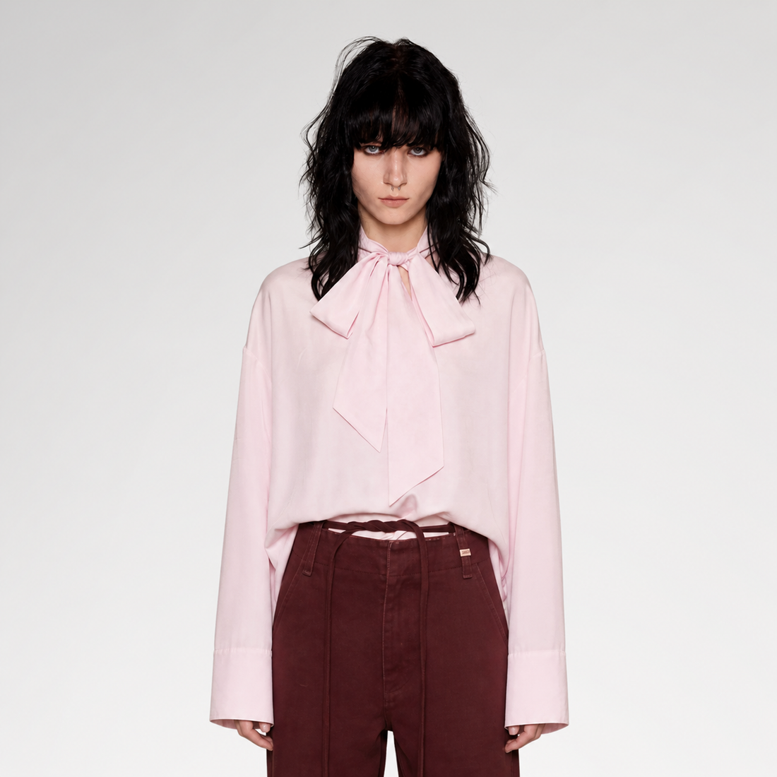 Textured Tie-Front Tencel Shirt